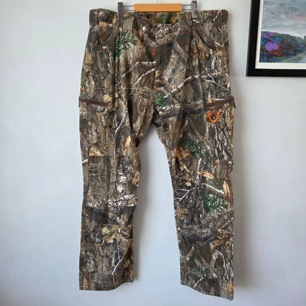 Men's Huntshield Camo Cargo Pants XXL Brown Green Hunting Streetwear Tactical